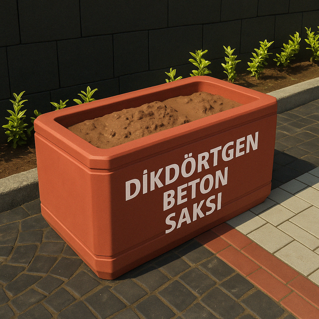 DİKDÖRTGEN KIRMIZI BETON SAKSI